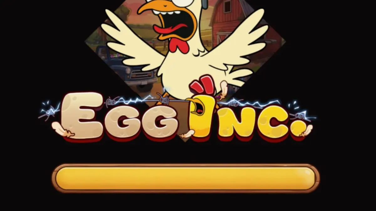 Tampilan visual slot Egg Inc. dengan tema peternakan kartun dan simbol telur.